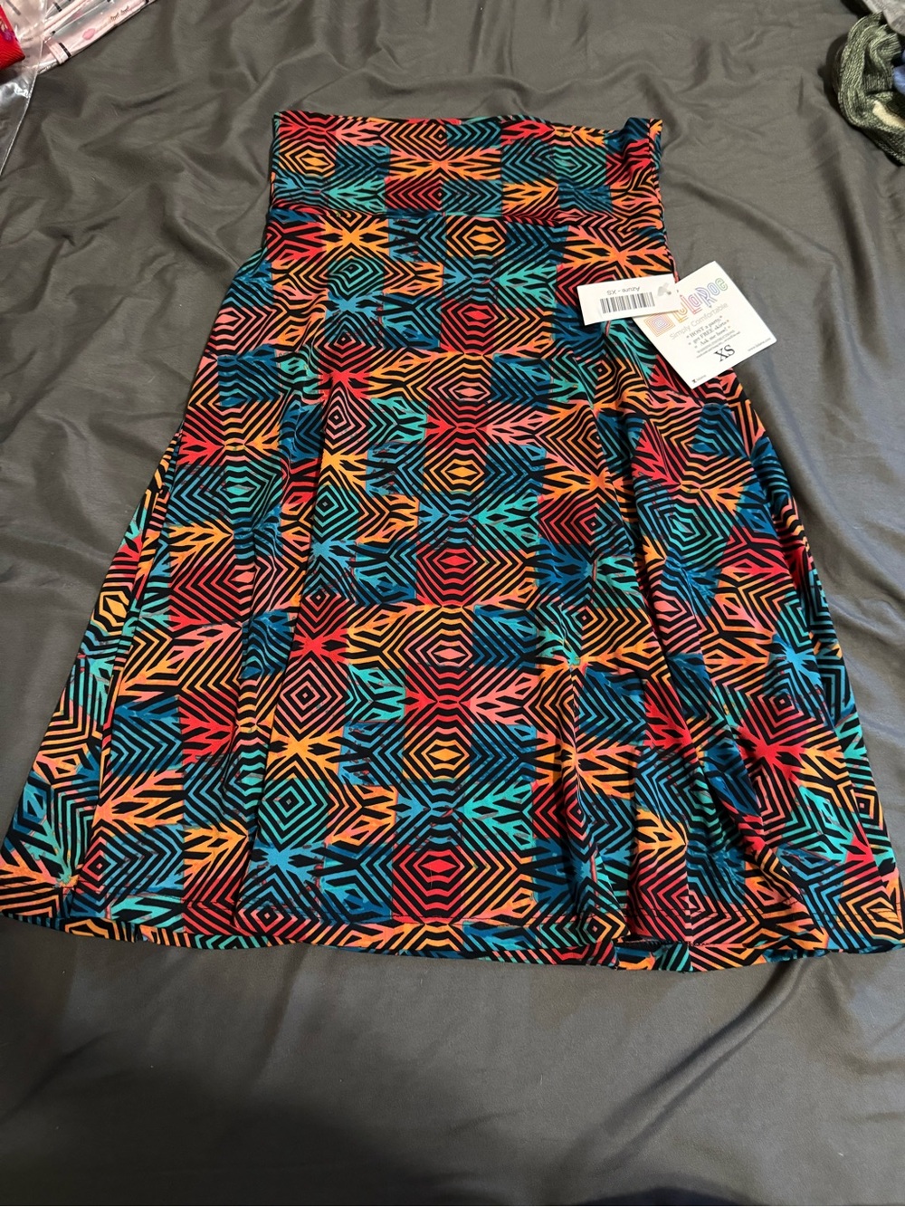 LuLaRoe Azure Vibrant Geo-Print A-Line Skirt - Multicolor NWT XS